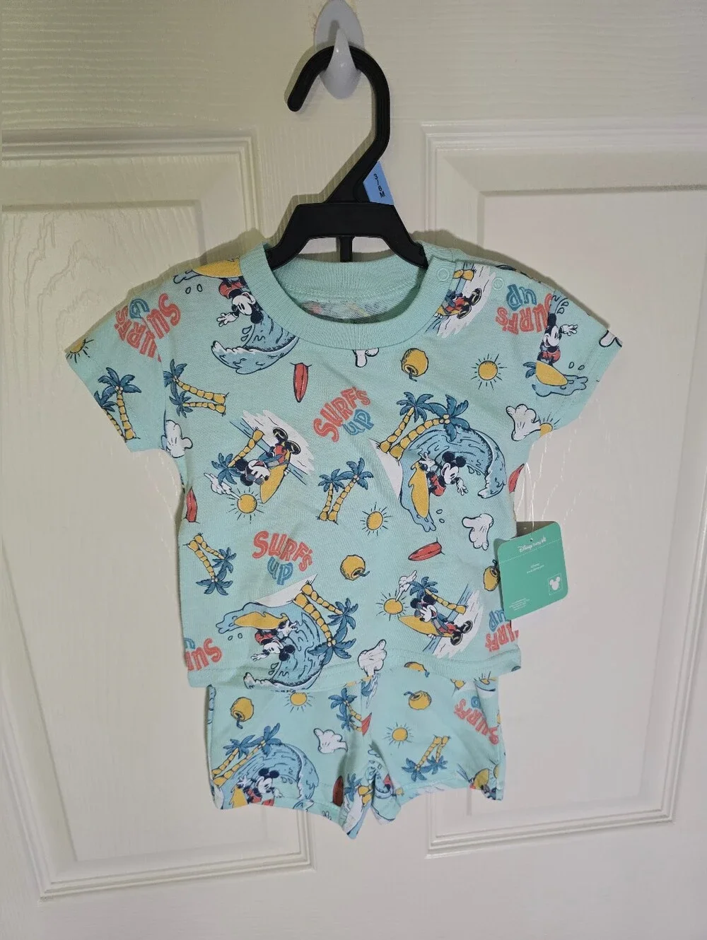 NWT Disney Mickey Mouse Surf Pajama Set Boys 3-6 Months